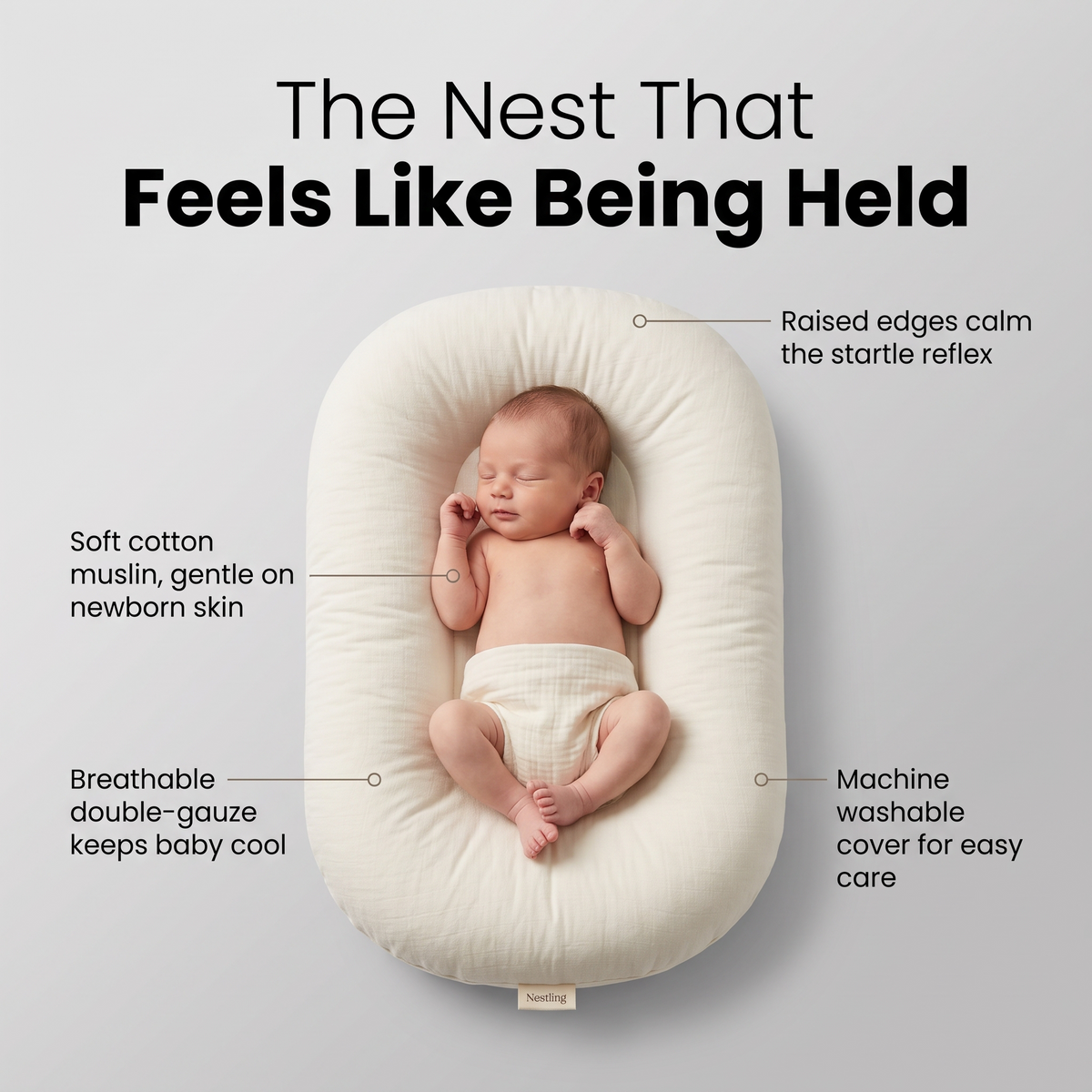 Little Manta Pastel Baby Lounger Nest
