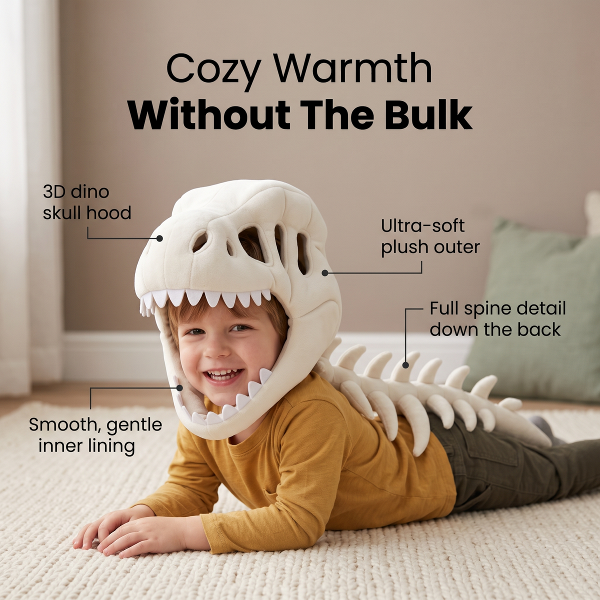 Little Manta Dino Plush Hoodie