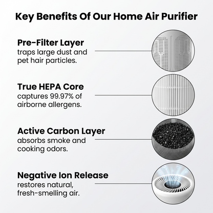 Filter layers of the Sweet Sleep desktop air purifier: pre-filter and activated carbon