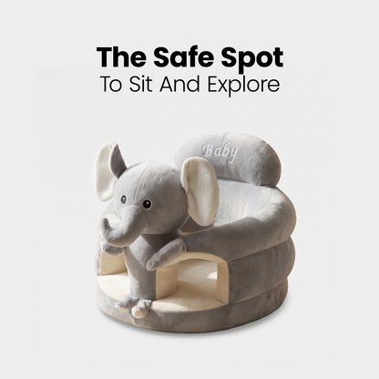 Sweet Sleep Essential Baby Lounger in grey elephant design on a light background