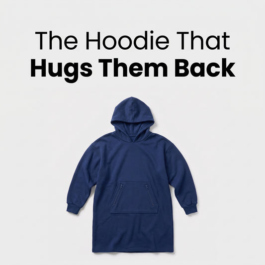 Sweet Sleep Kids Hug Hoodie in navy laid flat with front zip pocket