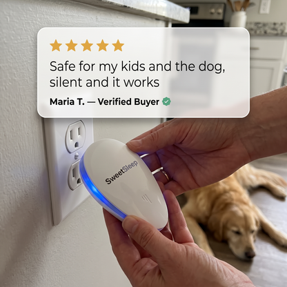 PestPro ultrasonic pest repeller plugged into a kitchen outlet
